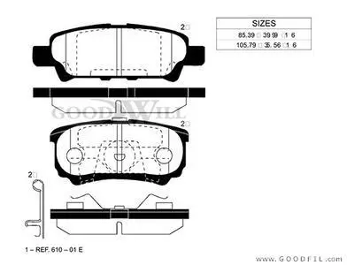 Комплект тормозных колодок, дисковый тормоз GOODWILL 2020R
