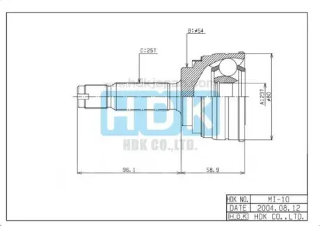 Joint Kit, drive shaft. Шарнирный комплект, приводной вал HDK MI10
