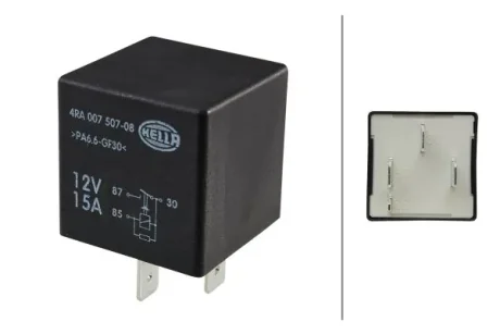Реле (12V, 15A) AUDI A3 SEAT ALHAMBRA, AROSA, CORDOBA, CORDOBA VARIO, IBIZA II, IBIZA III, IBIZA IV, IBIZA IV SC, IBIZA IV ST, IBIZA IV/HATCHBACK, INCA, LEON, TOLEDO I, TOLEDO II 02.88-12.22 HELLA PAGID 4RA007507081