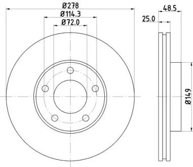 Тормозной диск HELLA PAGID 54303