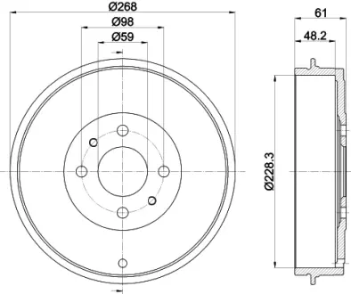 Тормозной барабан HELLA PAGID 60904