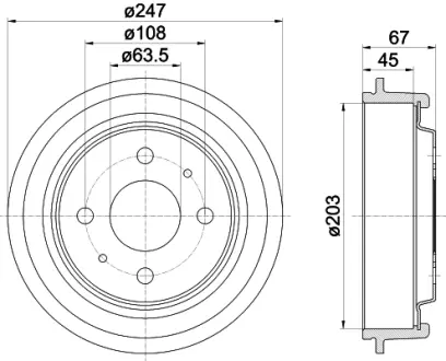 Тормозной барабан HELLA PAGID 61001