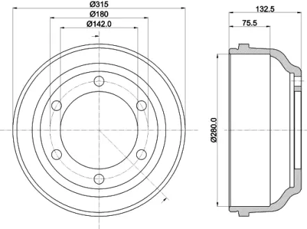 Тормозной барабан HELLA PAGID 61012