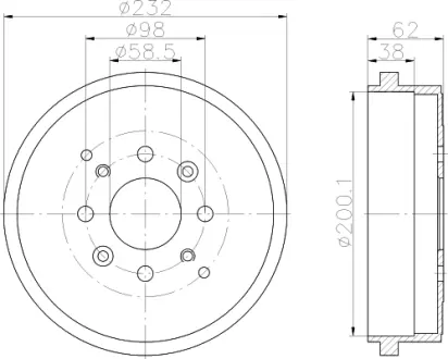 Тормозной барабан HELLA PAGID 61139