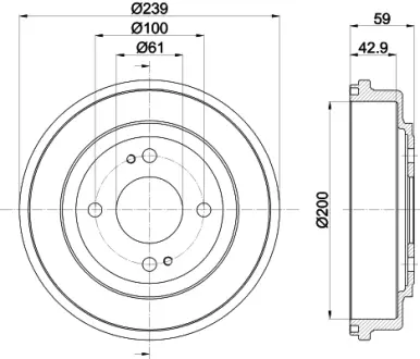 Тормозной барабан HELLA PAGID 61153