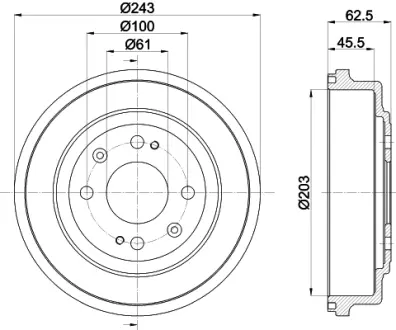 Тормозной барабан HELLA PAGID 61176