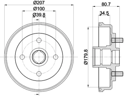 Тормозной барабан HELLA PAGID 61178