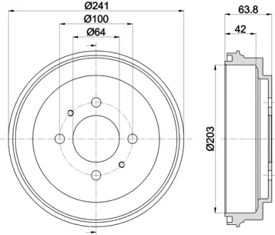 Тормозной барабан HELLA PAGID 61261