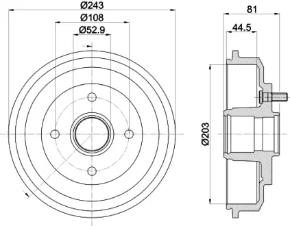Тормозной барабан HELLA PAGID 61267