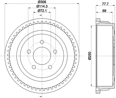 Тормозной барабан HELLA PAGID 61281