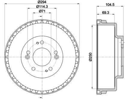 Тормозной барабан HELLA PAGID 61316