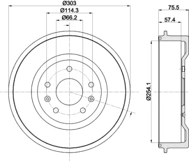 Тормозной барабан HELLA PAGID 61331