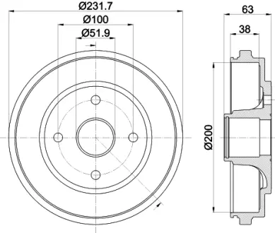 Тормозной барабан HELLA PAGID 61335