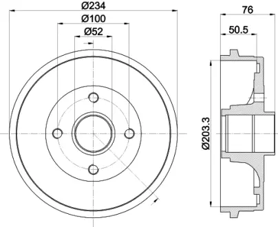 Тормозной барабан HELLA PAGID 61341