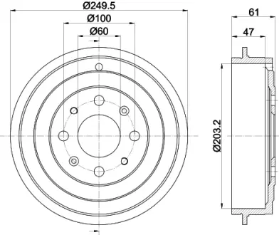 Тормозной барабан HELLA PAGID 61344