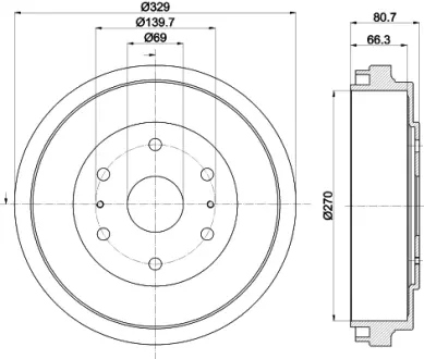 Тормозной барабан HELLA PAGID 61345