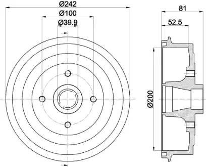 Тормозной барабан HELLA PAGID 61354