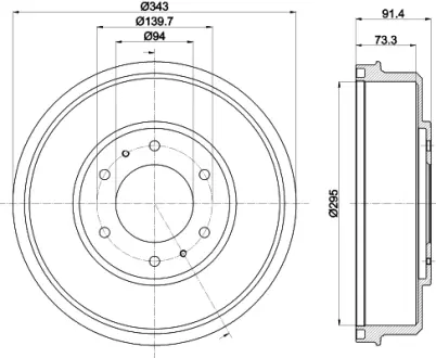 Тормозной барабан HELLA PAGID 61356