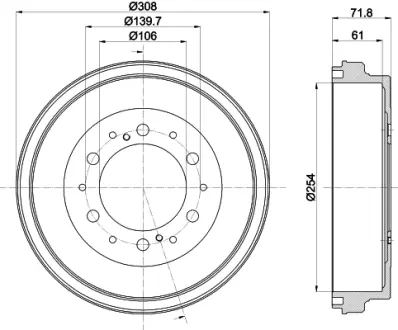Тормозной барабан HELLA PAGID 61376
