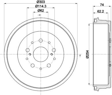 Тормозной барабан HELLA PAGID 61389