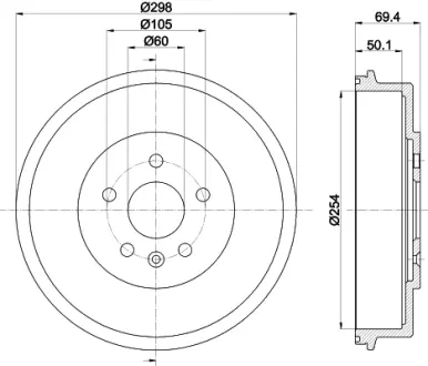Тормозной барабан HELLA PAGID 61398