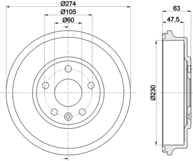 Тормозной барабан HELLA PAGID 61399