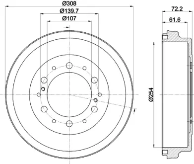 Тормозной барабан HELLA PAGID 61402