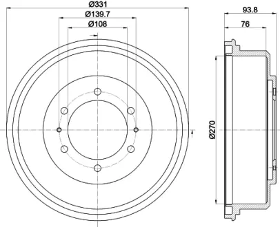 Тормозной барабан HELLA PAGID 61407