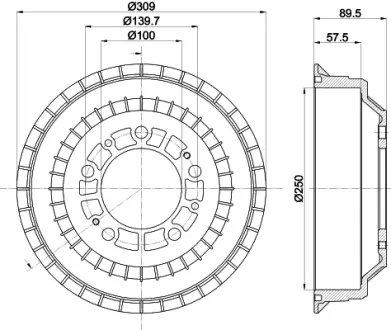 Тормозной барабан HELLA PAGID 62903