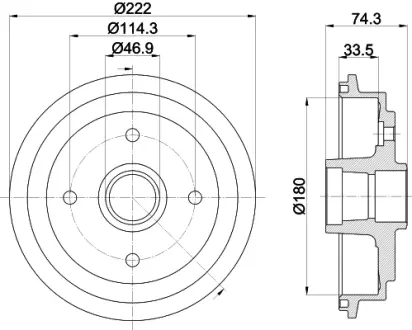 Тормозной барабан HELLA PAGID 62914
