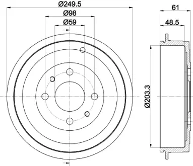 Тормозной барабан HELLA PAGID 62918
