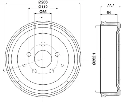 Тормозной барабан HELLA PAGID 63906