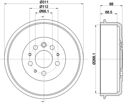 Тормозной барабан HELLA PAGID 63914