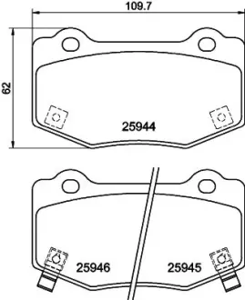 HELLA CHEVROLET комплект гальм. колодок, задні CAMARO 15-, CADILLAC HELLA PAGID 8DB355043851