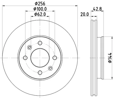 HELLA PRO KIA диск гальм. передн. Picanto 17- HELLA PAGID 8DD355130001