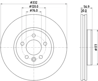 HELLA PRO HIGH CARBON VW диск гальмівний передн. AMAROK 2.0 11- HELLA PAGID 8DD355132561