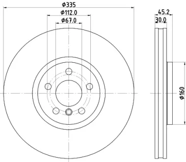 HELLA PRO HIGH CARBON MINI диск передній MINI (F56), (F54), (F57), (F60) HELLA PAGID 8DD355133111