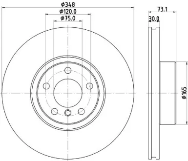 HELLA PRO HIGH CARBON BMW диск передній прав. X4 (F26) HELLA PAGID 8DD355133201