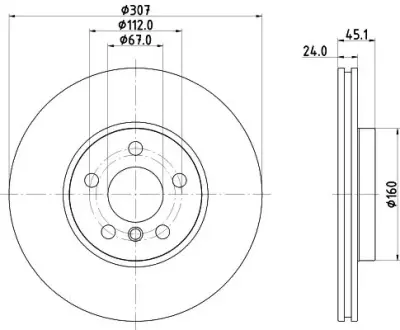HELLA PRO HIGH CARBON BMW Гальмівний диск передн. 2 (U06), X1 (U11), X2 (U10) HELLA PAGID 8DD355135121