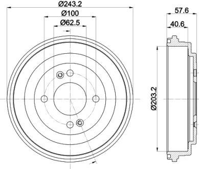 Тормозной барабан HELLA PAGID 8DT355301881