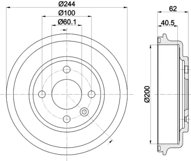 Тормозной барабан HELLA PAGID 8DT355302651