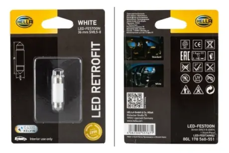 HELLA LED Retrofit 12V 1 Вт Автолампа HELLA PAGID 8GL178560551