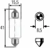 Лампа розжарювання, 12V 15W SV 8,58 HELLA PAGID 8GM002091141 (фото 1)
