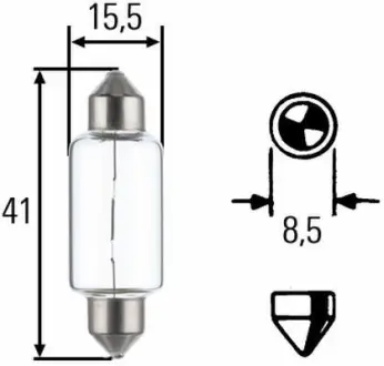 Лампа розжарювання, 12V 15W SV 8,58 HELLA PAGID 8GM002091141