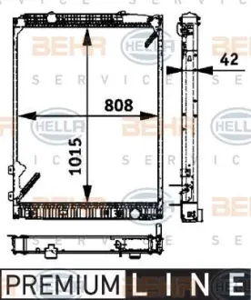 Радиатор MERCEDES ACTROS MP2 / MP3 1831 AK 03- HELLA PAGID 8MK 376 721-491