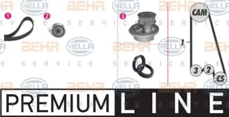 Водяной насос + комплект зубчатого ремня HELLA PAGID 8MP376800801