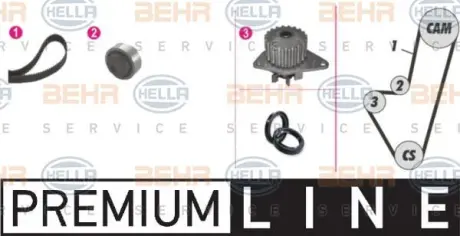 Водяной насос + комплект зубчатого ремня HELLA PAGID 8MP376800811