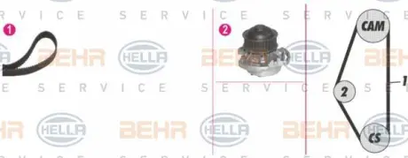 Водяной насос + комплект зубчатого ремня HELLA PAGID 8MP376800831