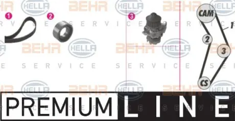 Водяной насос + комплект зубчатого ремня HELLA PAGID 8MP376800861