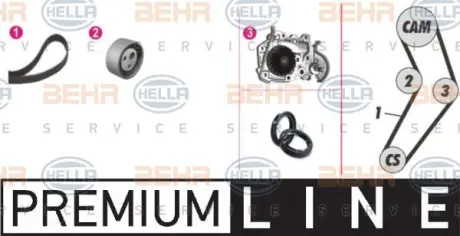 Водяной насос + комплект зубчатого ремня HELLA PAGID 8MP376800881